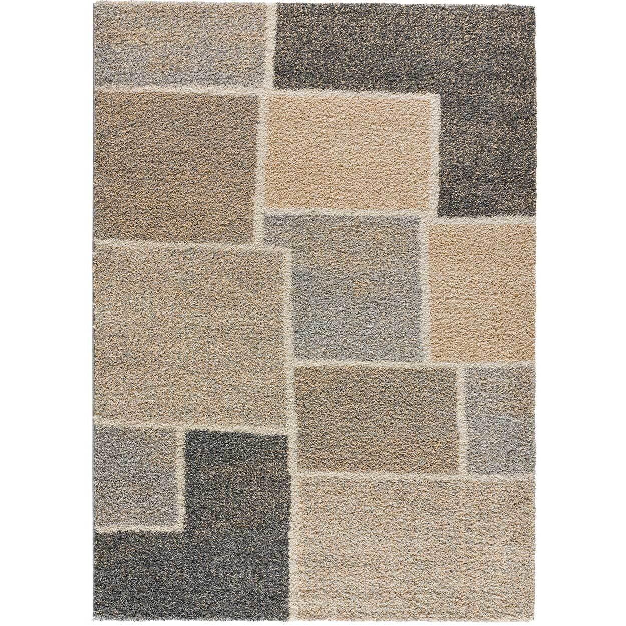 IRATI Alfombra geométrica de pelo largo beige, varias medidas disponibles.