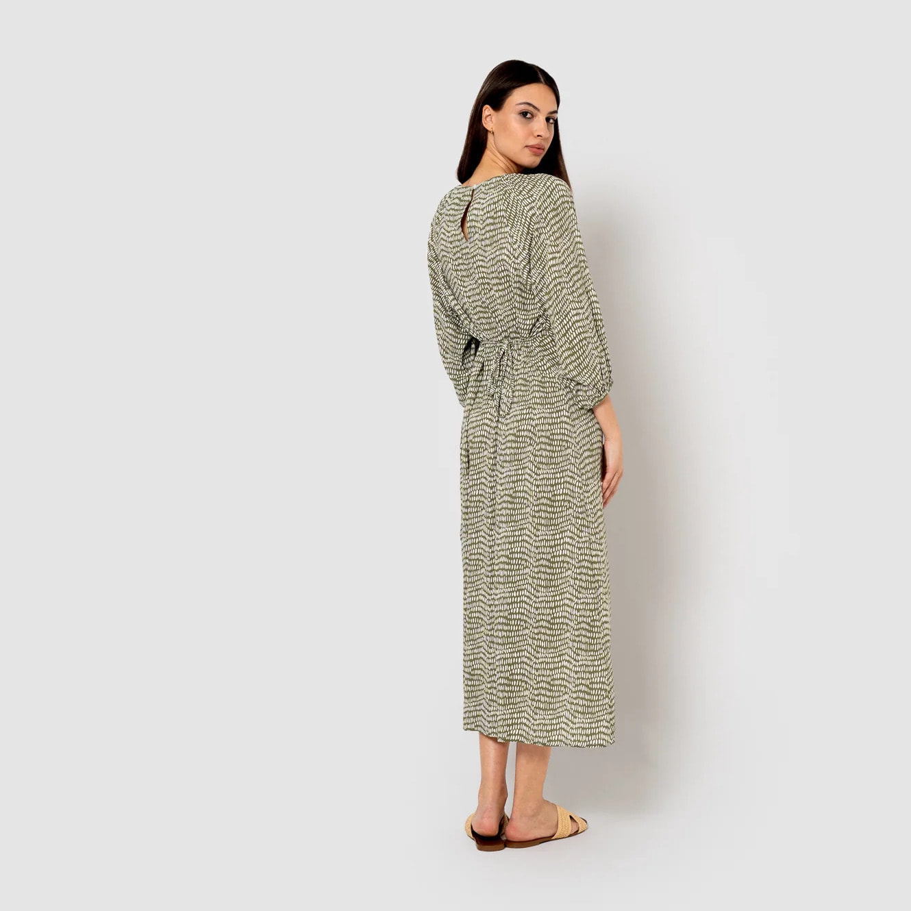 Vestido midi viscosa deriva verde