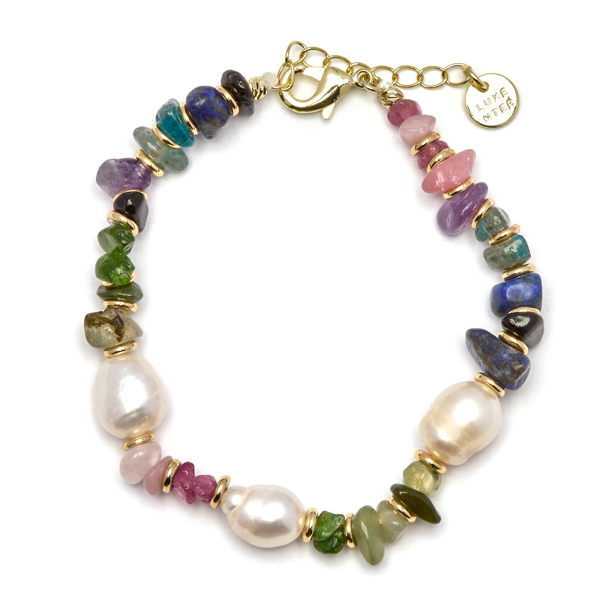 Pulsera de Multicolor Piedra Natural acabada en oro amarillo de 18K