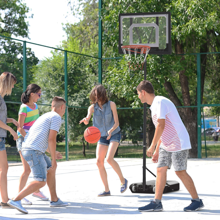 Canasta de Baloncesto para Exterior con Altura Ajustable 206-260 cm Aro de Baloncesto con Ruedas y Base Rellenable para Adolescentes y Adultos Negro