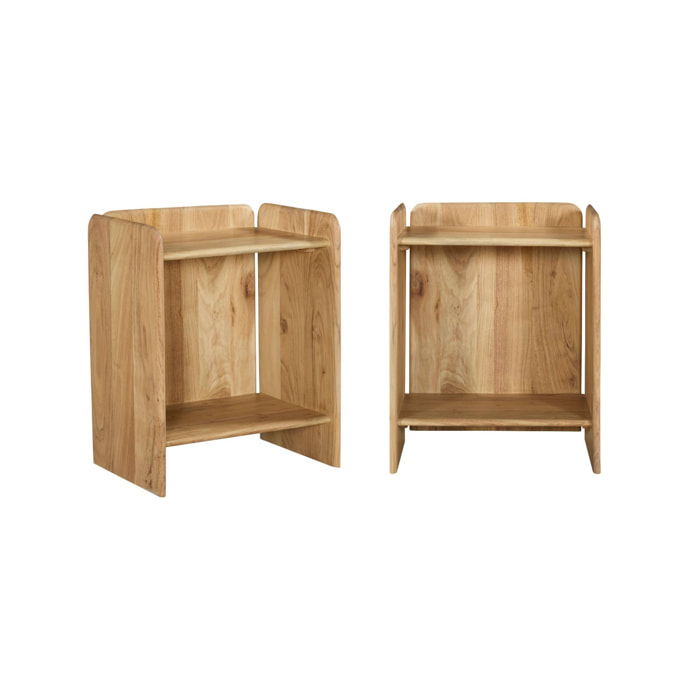 Table de chevet exotique bois d'acacia 2 niveaux (lot de 2) TARA