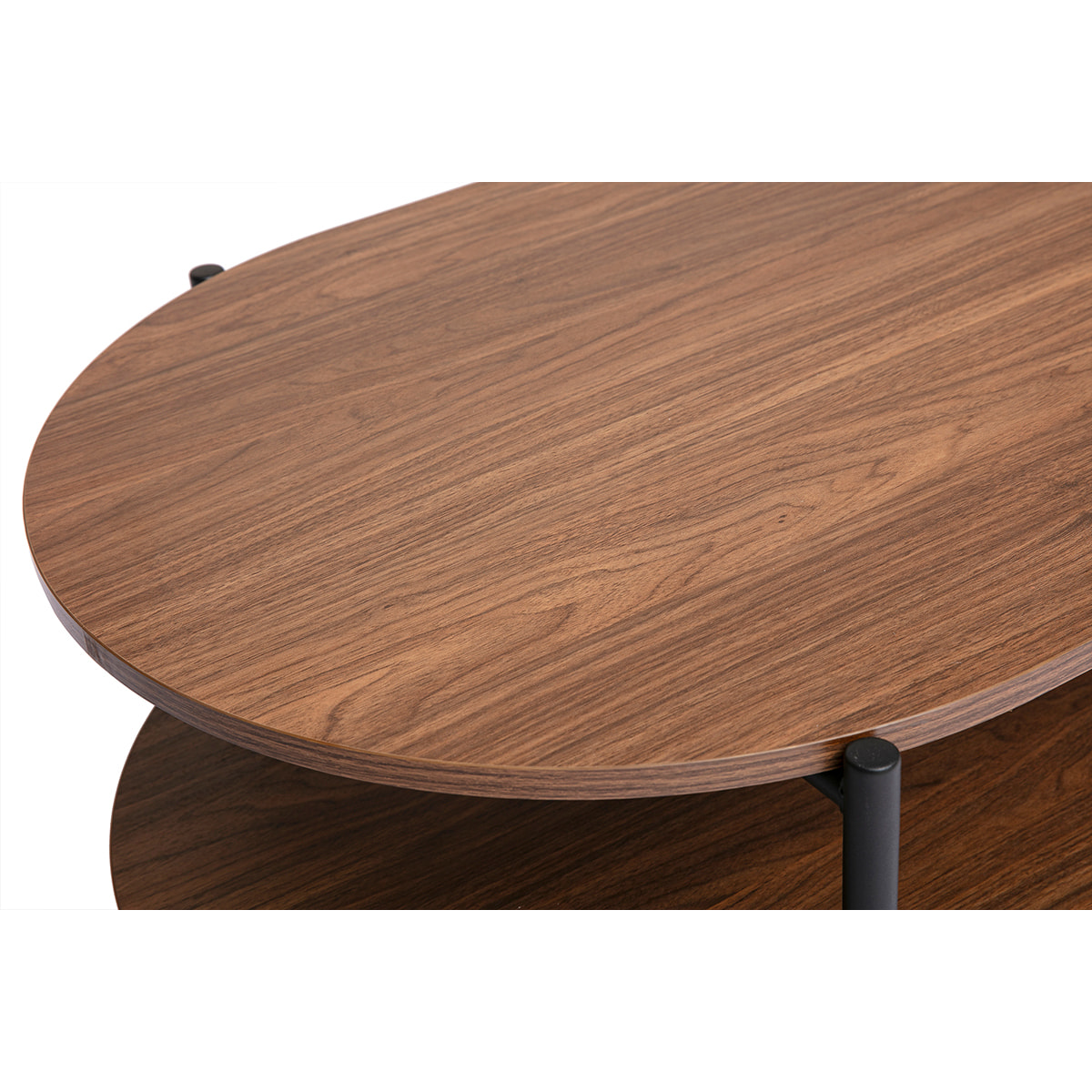 Table basse ovale finition bois foncé noyer et métal L115 cm BRUNA