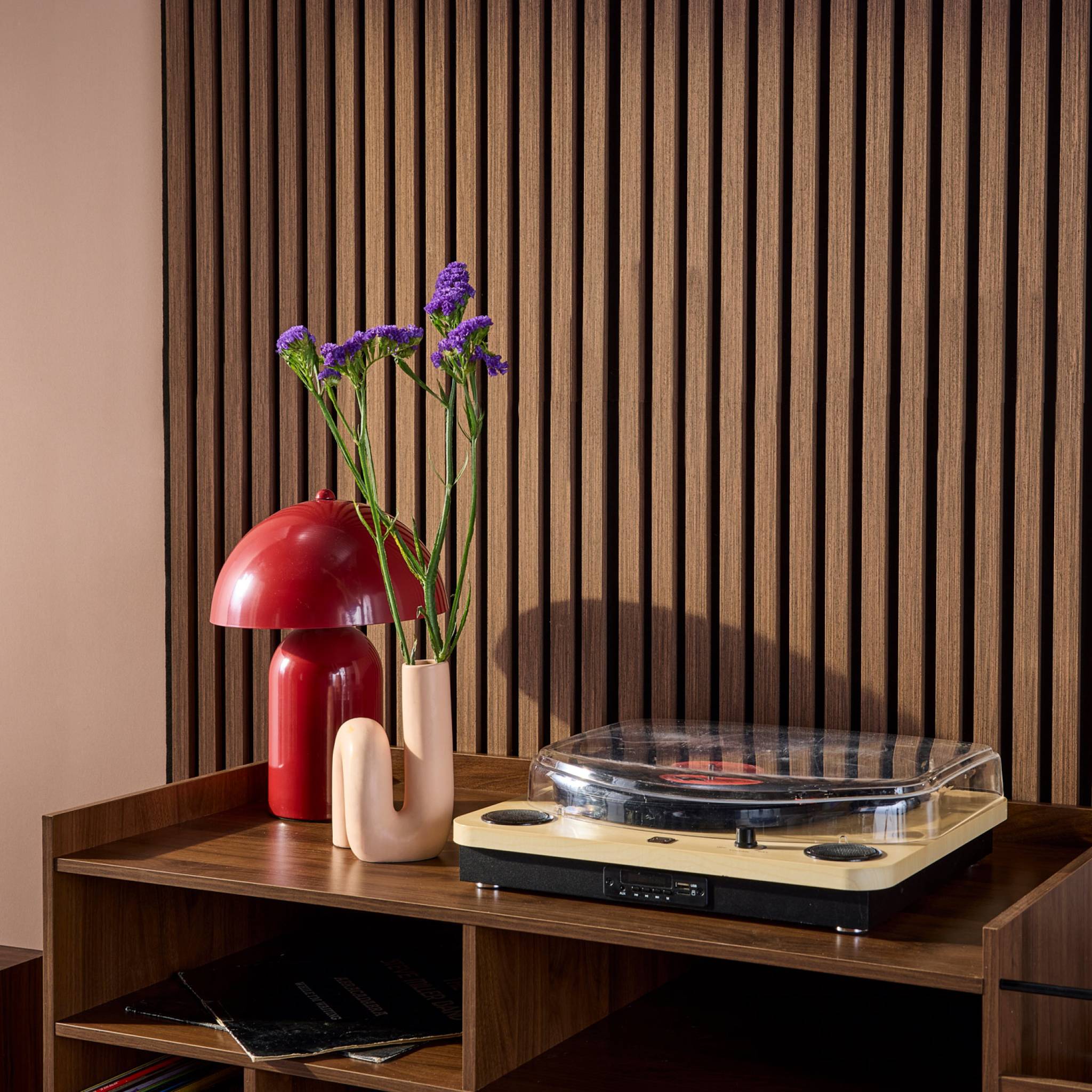 Panneaux muraux acoustiques, tasseaux décoratifs noyer KYOTO