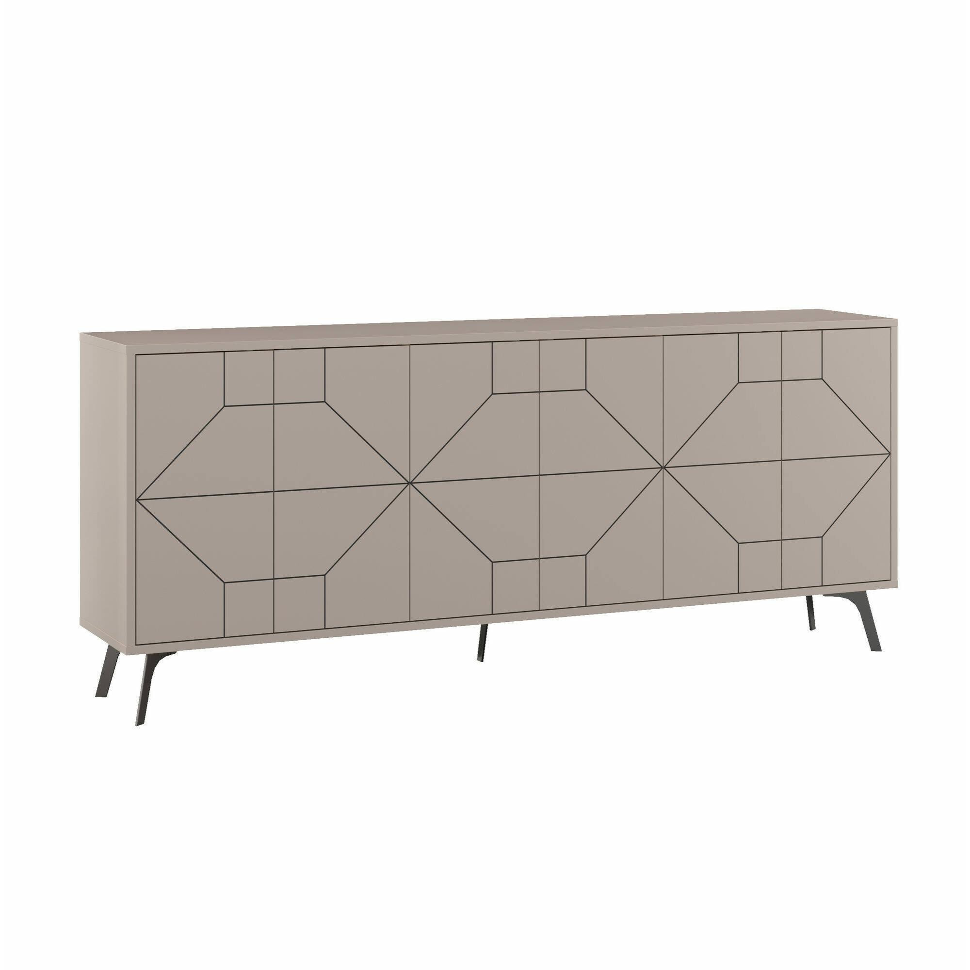 Credenza Dlabrocc, Buffet da soggiorno, Madia da salotto, Dispensa da cucina, 184x35h77 cm, Cemento