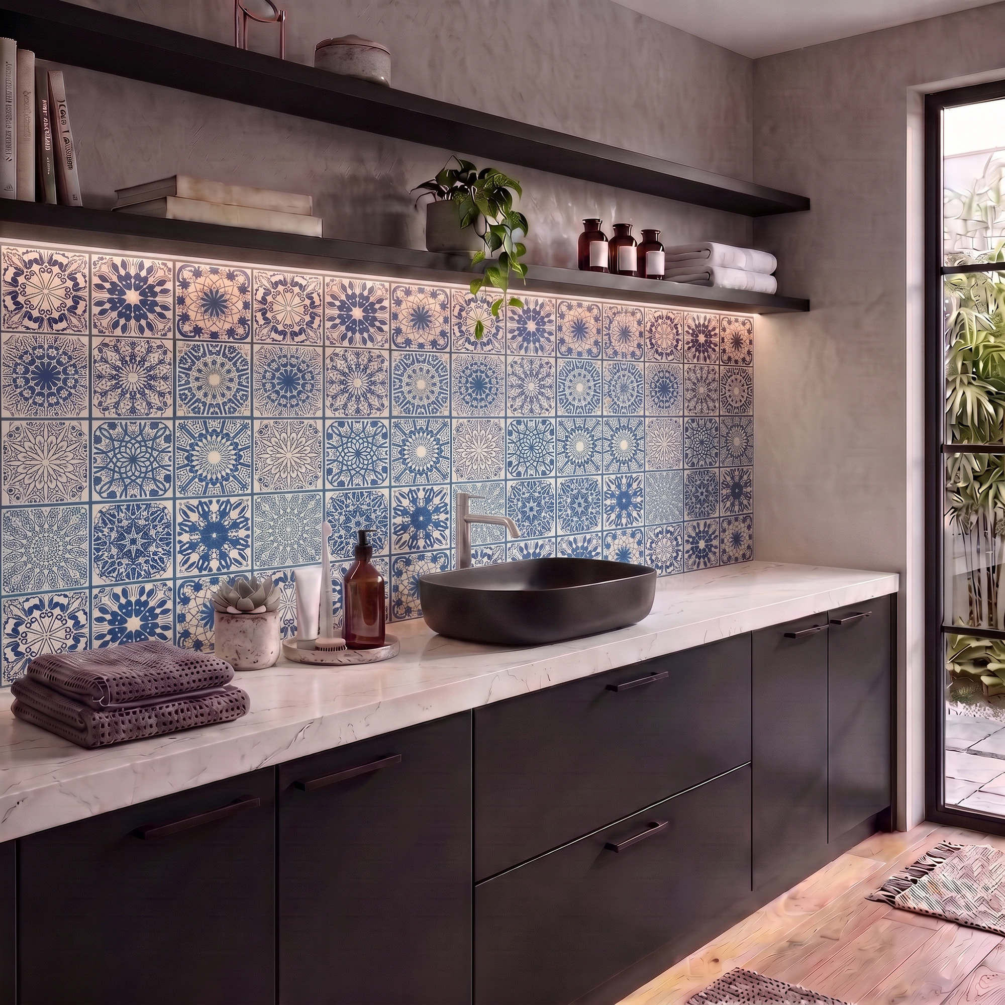 Stickers muraux - Sticker Mural Carrelage adhésif Cuisine Salle de Bain - 12 STICKERS CARRELAGES AZULEJOS EDOARDO