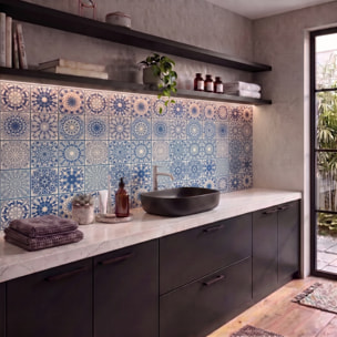 Stickers muraux - Sticker Mural Carrelage adhésif Cuisine Salle de Bain - 12 STICKERS CARRELAGES AZULEJOS EDOARDO