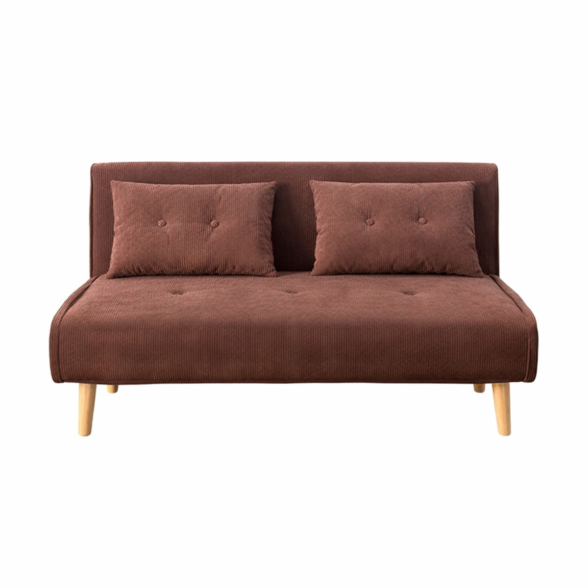 LIPIK Canapé convertible en velours côtelé chccolat 2 places