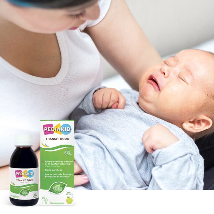 PEDIAKID - Sirop Transit Doux - Complément Alimentaire Naturel - Formule Exclusive au Sirop d'Agave - Contribue à Réguler le Transit en Douceur - Arôme Naturel de Pomme - Lot de 3 Flacons de 125 ml