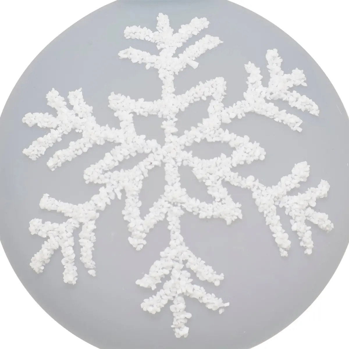 Boule verre flocon blanc D.7cm bleu