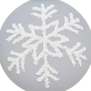 Boule verre flocon blanc D.7cm bleu