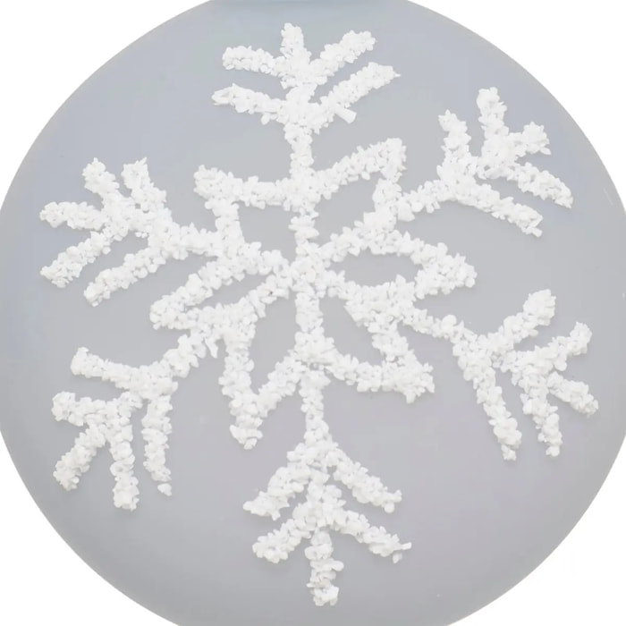 Boule verre flocon blanc D.7cm bleu