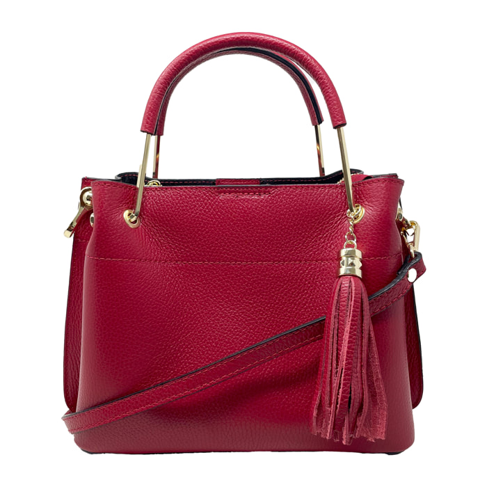 Chicca Borse - Borsa a Mano Donna in Vera Pelle - Colore Rosso