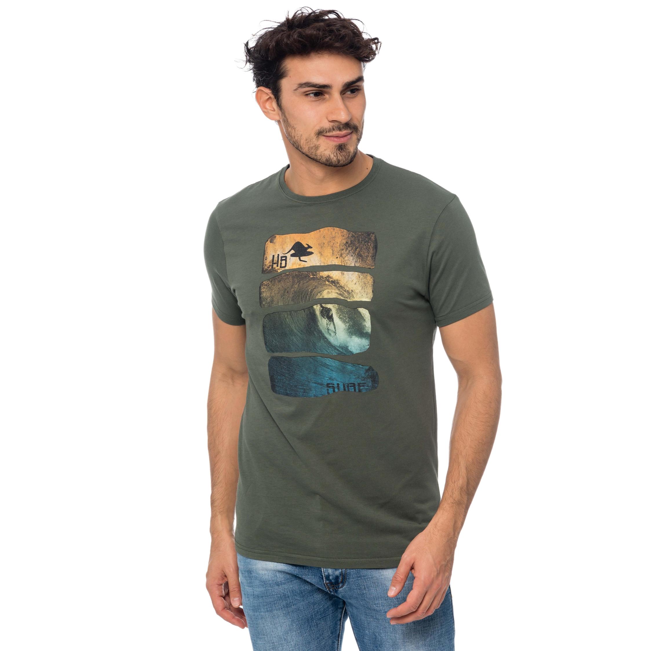 T-shirt in cotone 150 gr Waves Hot Buttered Verde Militare