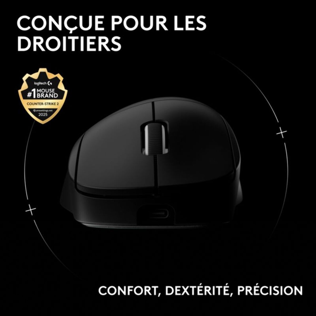 Souris Gamer Sans Fil LOGITECH PRO X SUPERLIGHT 2 DEX LIGHTSPEED Noir