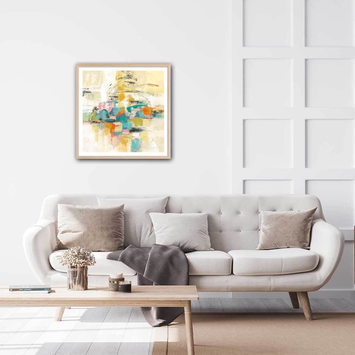 Poster Peinture sur soie Affiche sous cadre bois