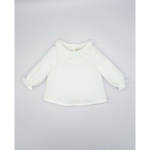 BLUSA GASA PLUMETI CON TIRA BORDADA BLANCA