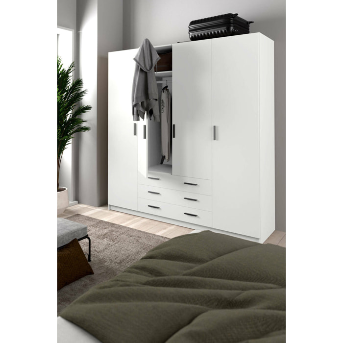 Guardaroba grande Epipola, Mobile camera da letto, Cabina armadio portabiti, Armadio appendiabiti, 196x50 h200 cm, Bianco