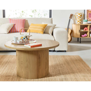 Oliva - table basse ronde - effet bois - 80 cm - Bois