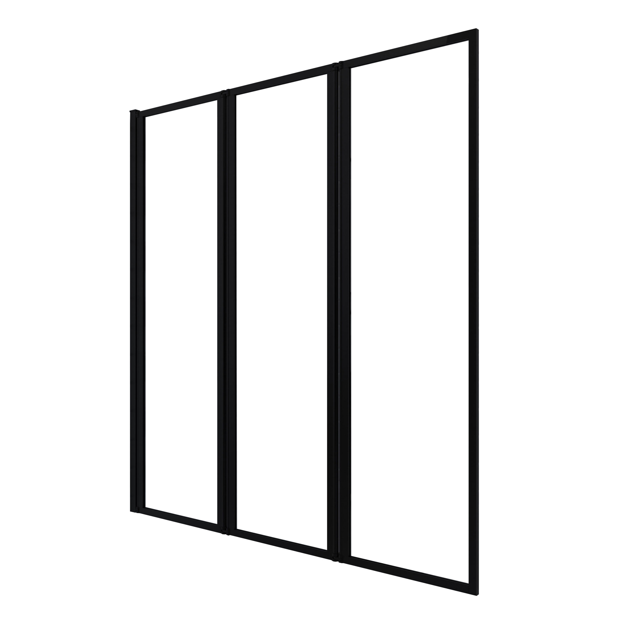 Pare baignoire Pivotant 3 Volets Noir Mat - 125x143 cm - Verre Trempé 4 mm - ZAGGY DARK