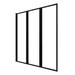 Pare baignoire Pivotant 3 Volets Noir Mat - 125x143 cm - Verre Trempé 4 mm - ZAGGY DARK