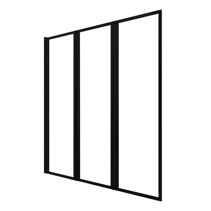 Pare baignoire Pivotant 3 Volets Noir Mat - 125x143 cm - Verre Trempé 4 mm - ZAGGY DARK