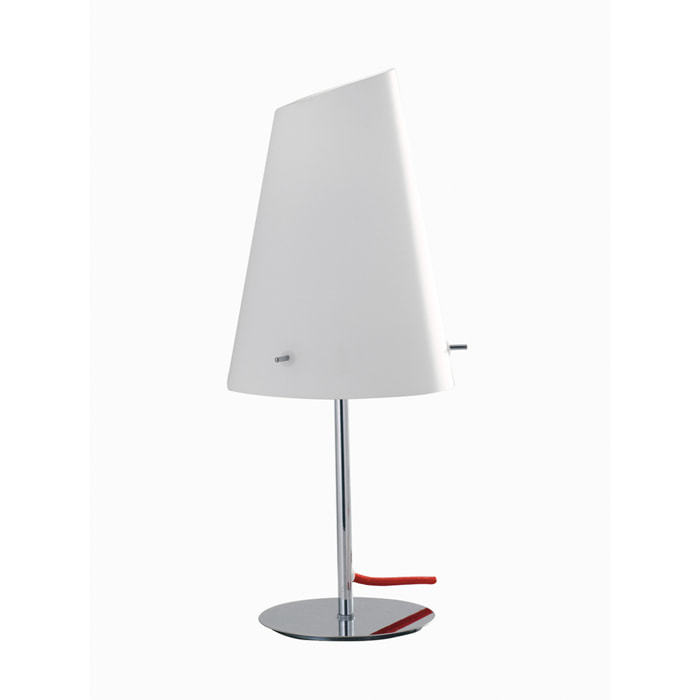 Lampada da tavolo ERMES in vetro con cavo in tessuto rosso 65 cm.