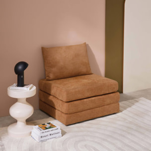 Chauffeuse matelas convertible camel tissu chenille 1 place Fold