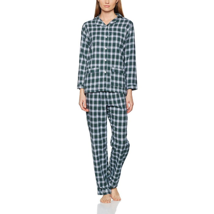 Pigiama DONNA flanella invernale scozzese verde