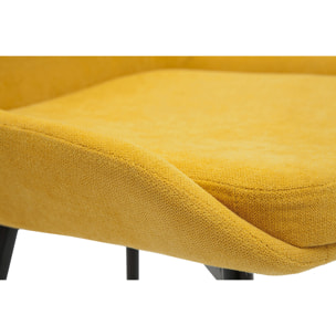 Chaises design en tissu effet velours jaune moutarde et métal noir (lot de 2) HOLO