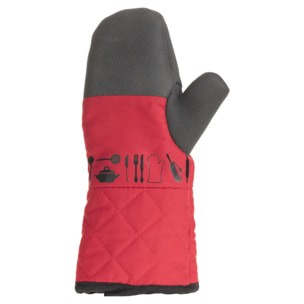 Gant de cuisine néoprène gris et rouge