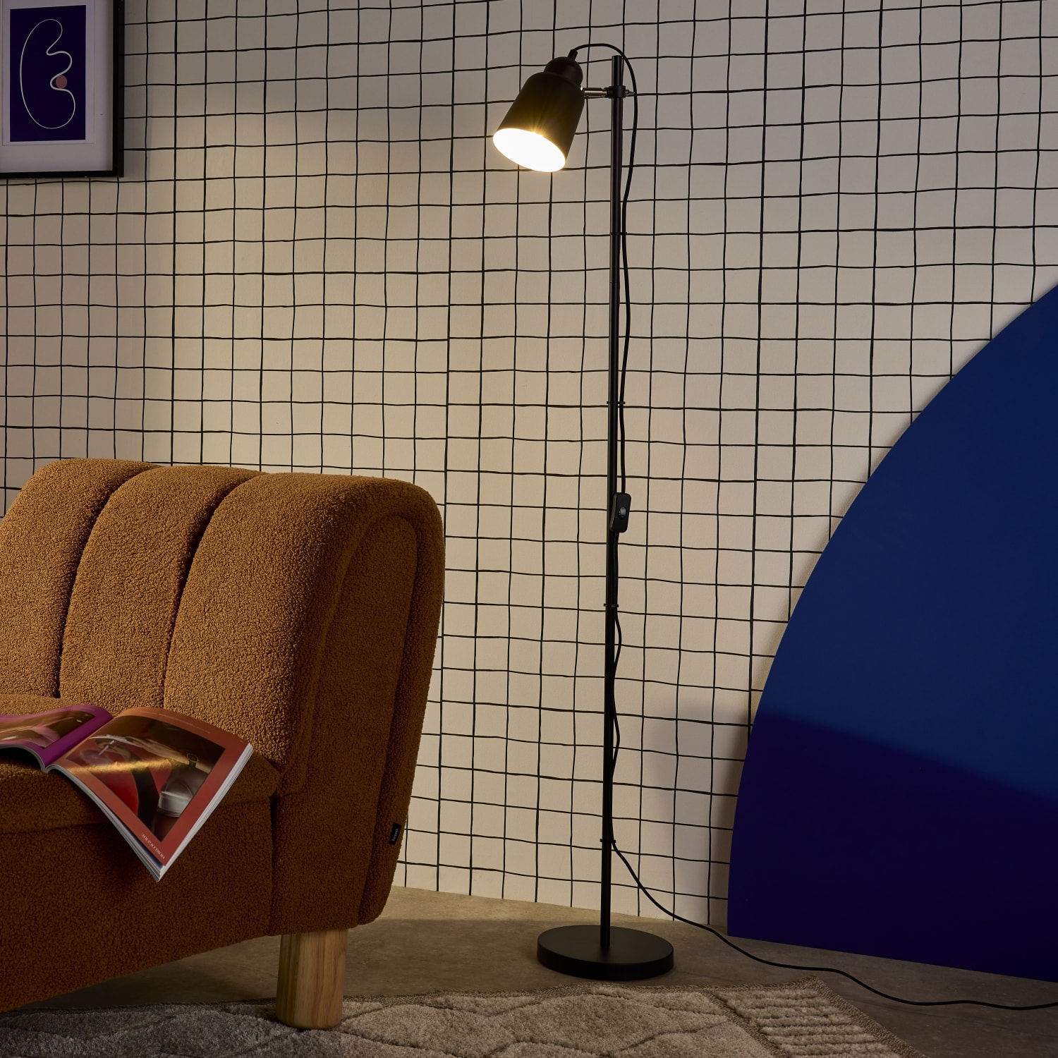 Lampadaire intérieur métal noir H 145cm Rémi