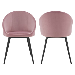 Lot de 2 chaises vintage DIANE velours rose