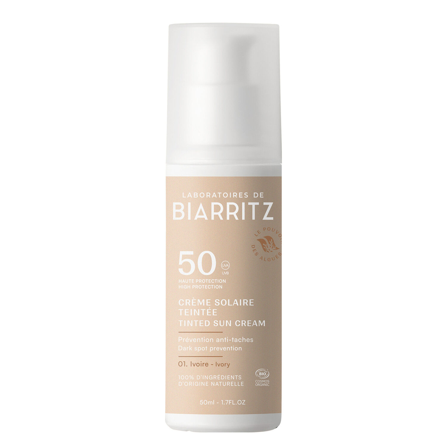 Solaire SPF50 - Crème Solaire Prévention Anti-Taches Bio 50ml