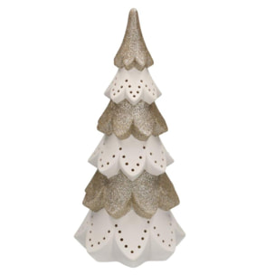 Albero in ceramica bianco oro con led cmø14h29