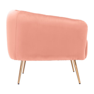 Poltrona in velluto rosa gambe oro We Home