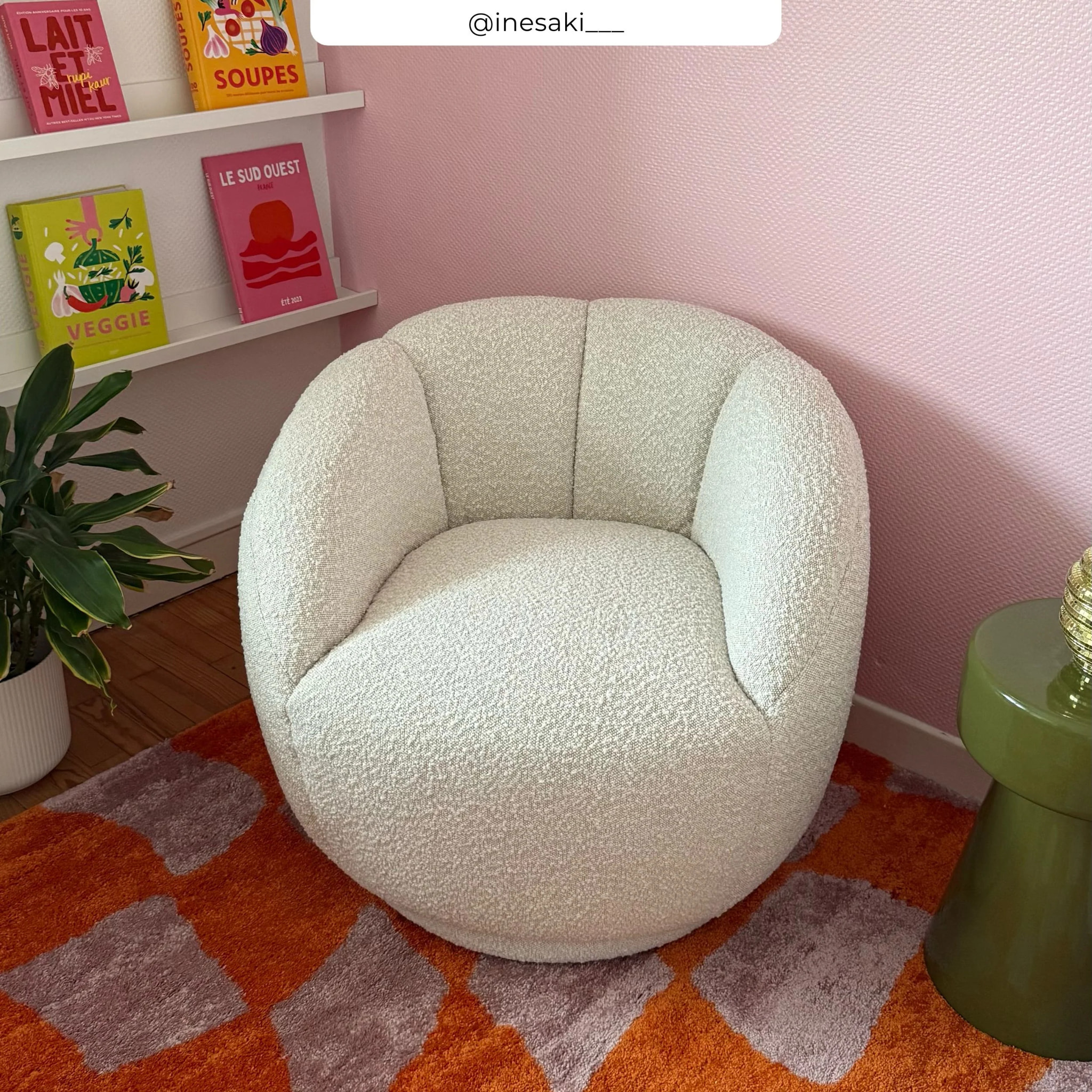 Fauteuil en tissu bouclé blanc - Ysé