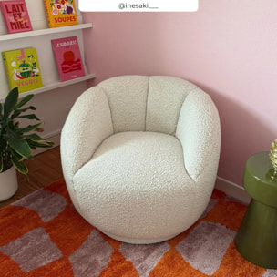 Fauteuil en tissu bouclé blanc - Ysé