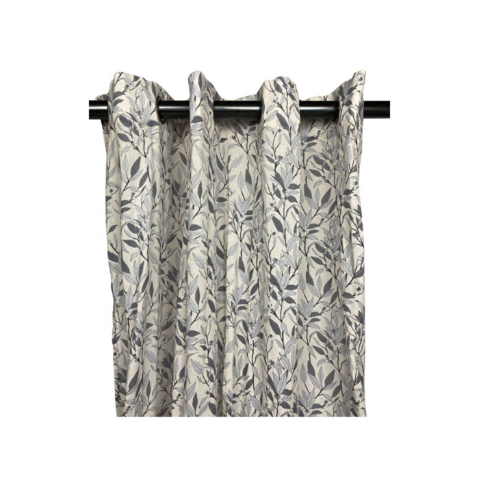 Voilage à œillets en coton motif fleur oranger 140x250cm - ORANGE 983