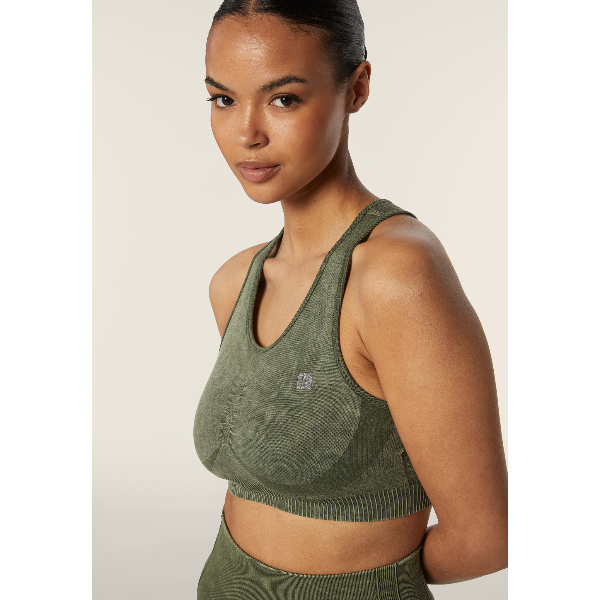 Top sportivo seamless ice wash con spalline incrociate