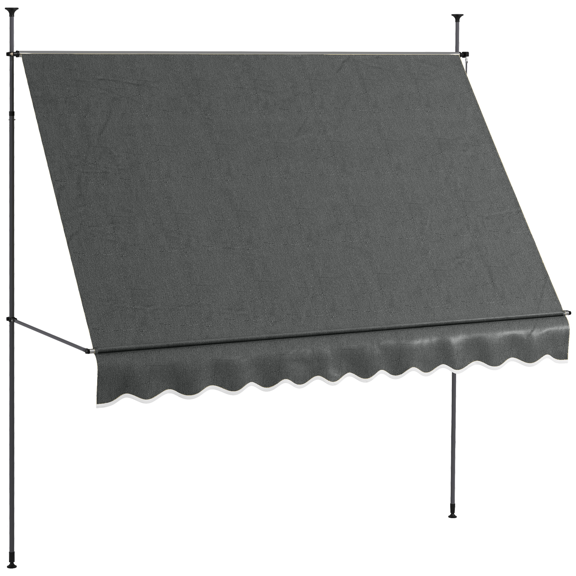 Toldo Manual Retráctil 300x120x210-300 cm Toldo para Balcón con Manivela Altura Ajustable Impermeable y Anti-UV para Jardín Terraza Ventanas Gris Oscuro