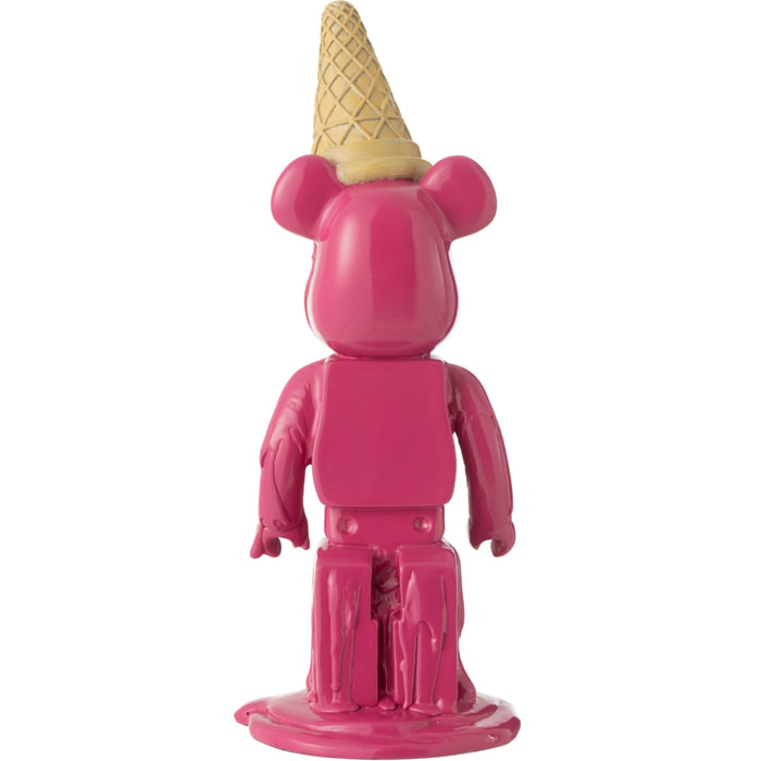 J-Line décoration Ours Cornet Glace - plastique - rose