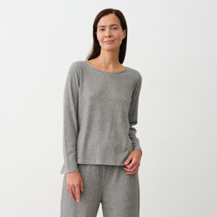Camiseta punto canalé Sisa color gris Poliéster