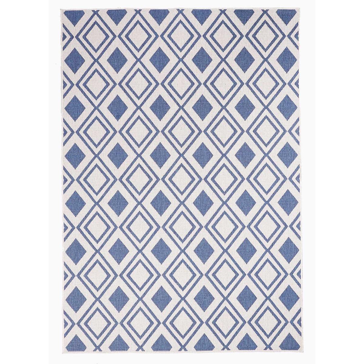 Tapis d'extérieur Reversible Kuci bleu et blanc