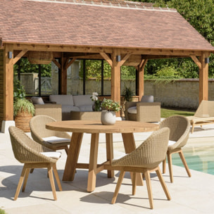 KALLY - Ensemble de jardin en bois teck recyclé et rotin synth. 4 pers