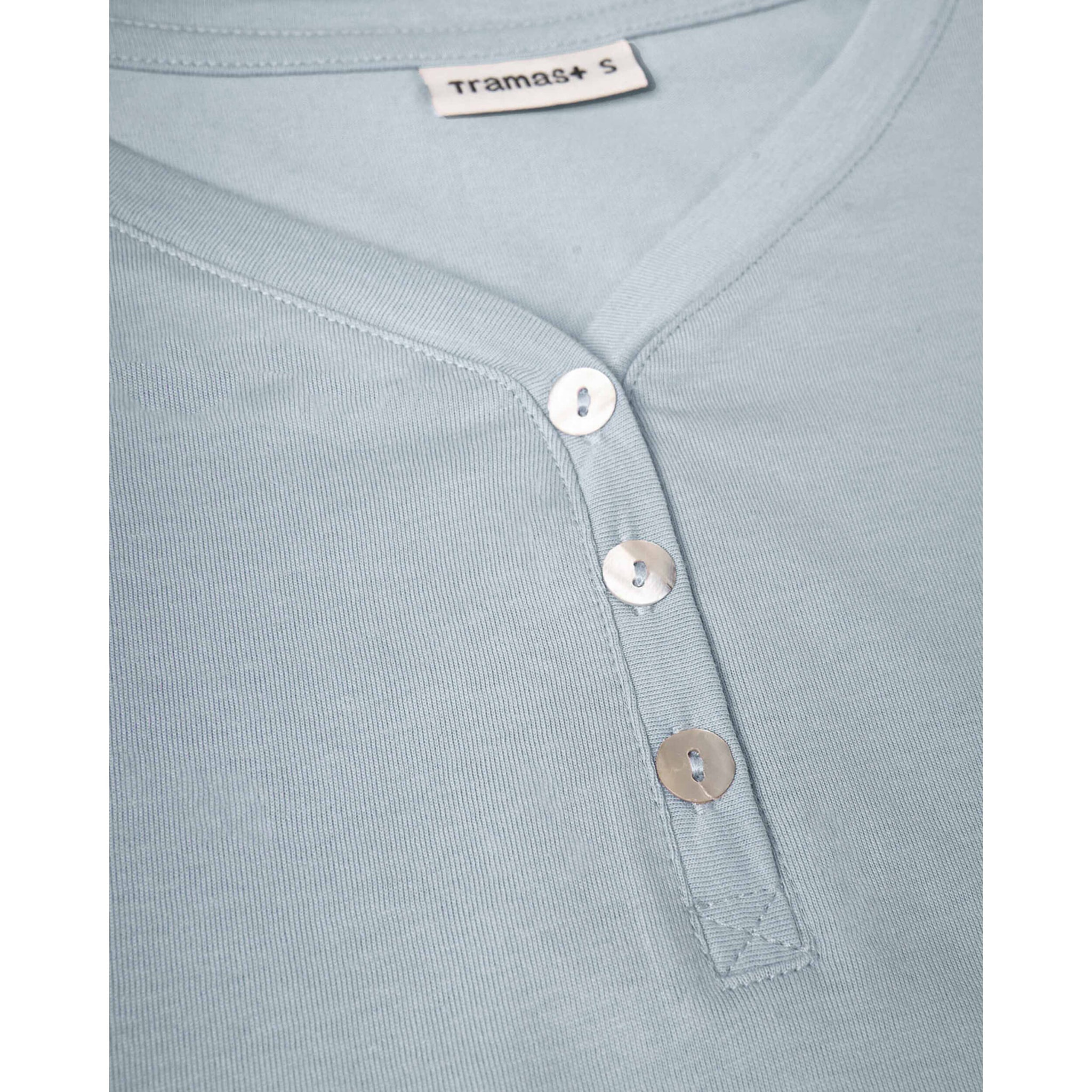 Pigiama lungo in cotone con scollo a v, domana azzurro