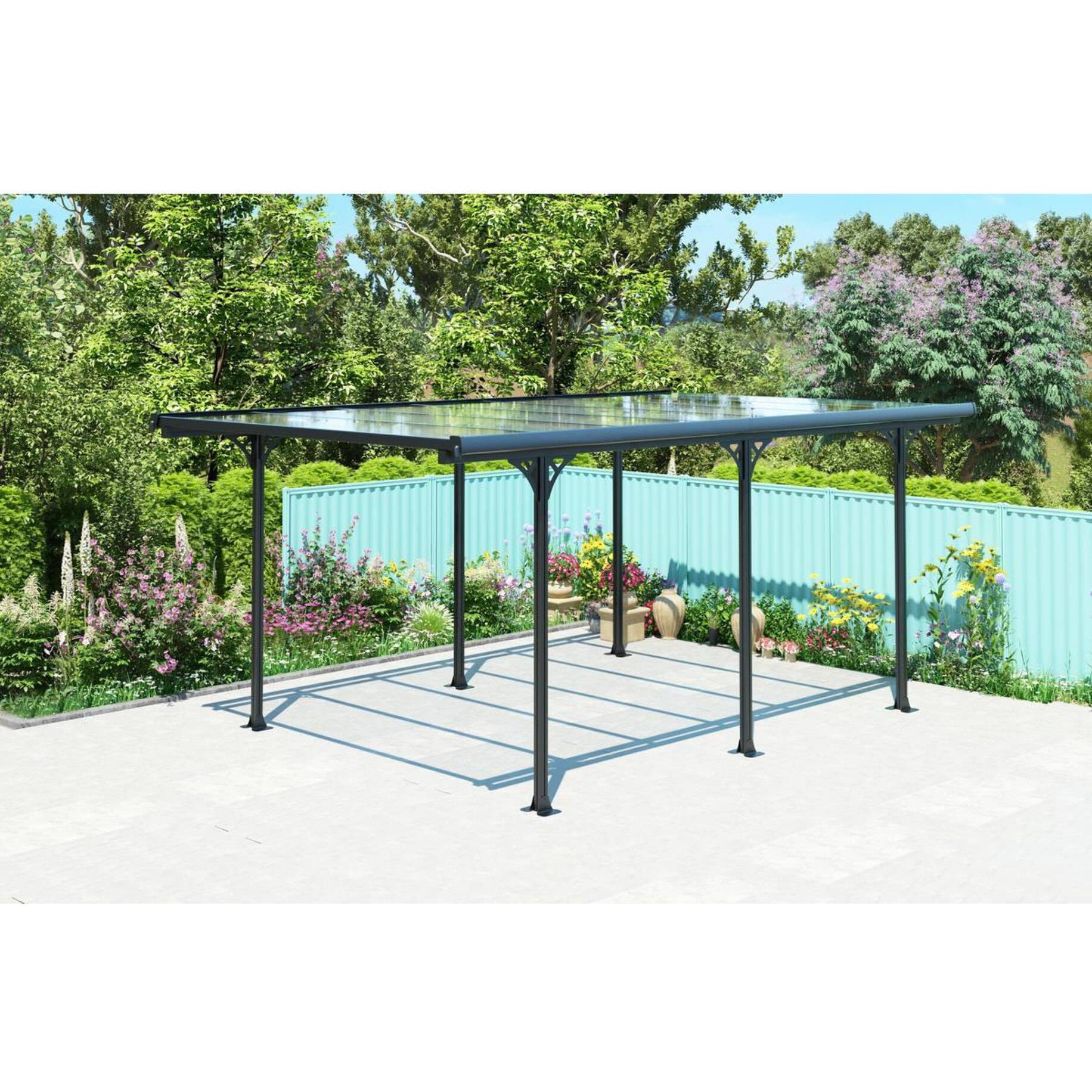 Carport voiture "Denver" - 5.02 x 3.13 x 2.05 m - Transparent / Noir