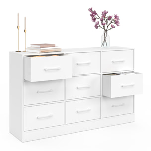 Commode Uma 9 tiroirs blanc