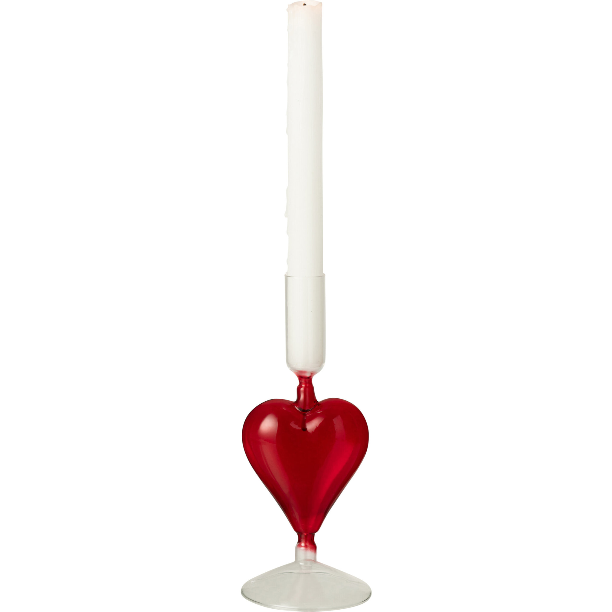 J-Line bougeoir Cœur - verre - transparent/rouge