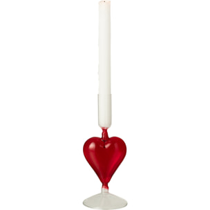 J-Line bougeoir Cœur - verre - transparent/rouge