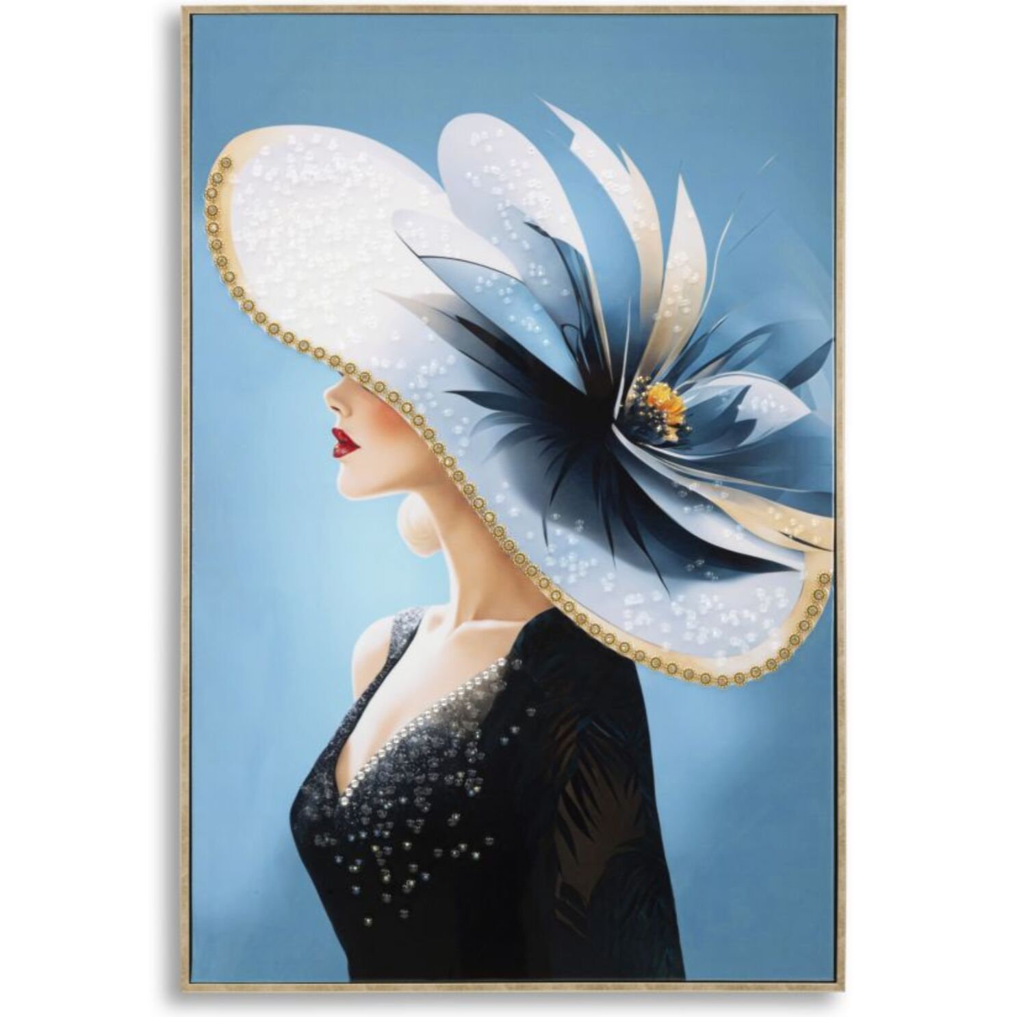 DIPINTO SU TELA LACCATO DORI C/CORNICE -B- CM 62X4X92